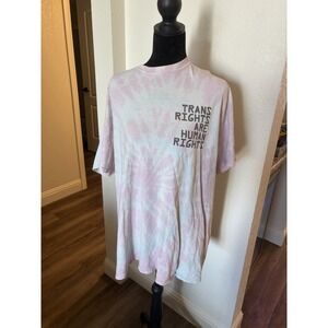 ph Trans Rights Are Human Rights Quote Tie-Dye T-Shirt Pink/White Crew XL